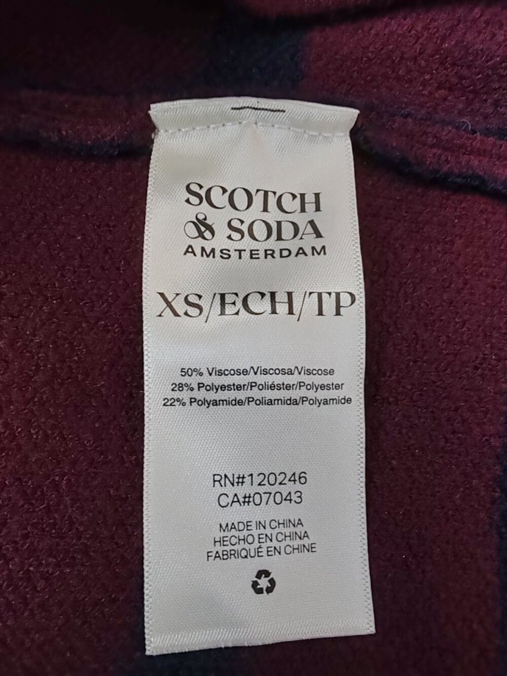 NWT Scotch & Soda Striped Knit Cardigan Sweater Gold Buttons Wine Navy XS - Picture 11 of 13